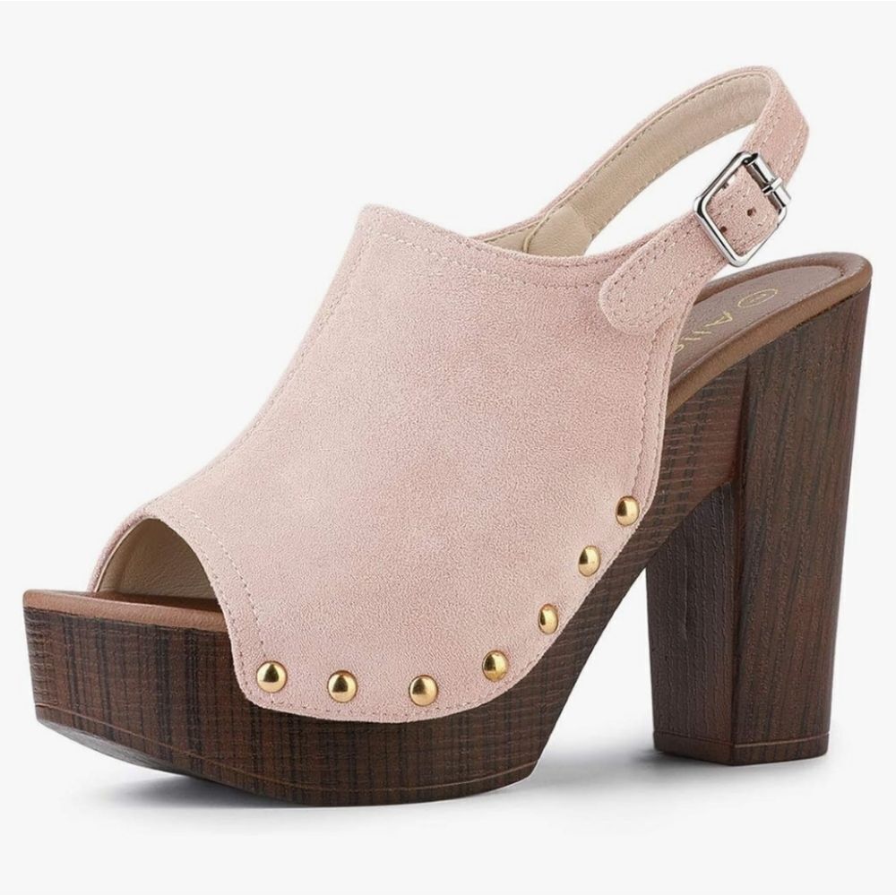 Allegra K Chunky Platform Heeled Sandals - Hot Pink